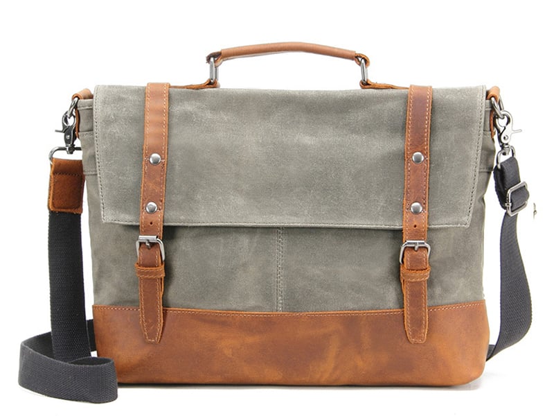 Canvas and leather clearance messenger bag